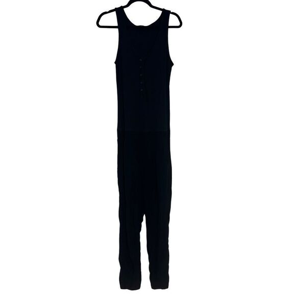 MONROW Women’s Black Button Tank Jumpsuit sz S - Picture 2 of 9